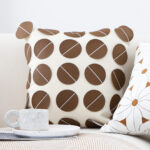 3-SOGA 45cm Brown Leather Square Pillow with 3D Circle Pattern Decorative Cushion for Living Room