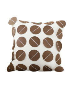 1-SOGA 45cm Brown Leather Square Pillow with 3D Circle Pattern Decorative Cushion for Living Room