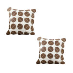 1-SOGA 2X 45cm Brown Leather Square Pillow with 3D Circle Pattern Decorative Cushion for Living Room