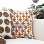 3-SOGA 2X 45cm Brown Checkered Chain Jacquard Square Pillow Decorative Cushion for Living Room