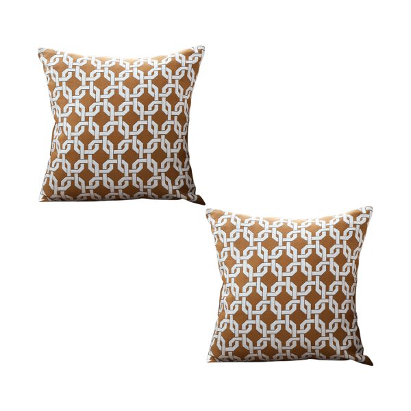 1-SOGA 2X 45cm Brown Checkered Chain Jacquard Square Pillow Decorative Cushion for Living Room
