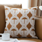 2-SOGA 45cm Brown Circular Chain Jacquard Square Pillow Decorative Cushion for Living Room