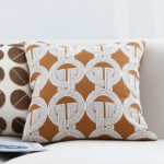 4-SOGA 45cm Brown Circular Chain Jacquard Square Pillow Decorative Cushion for Living Room