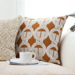5-SOGA 45cm Brown Circular Chain Jacquard Square Pillow Decorative Cushion for Living Room