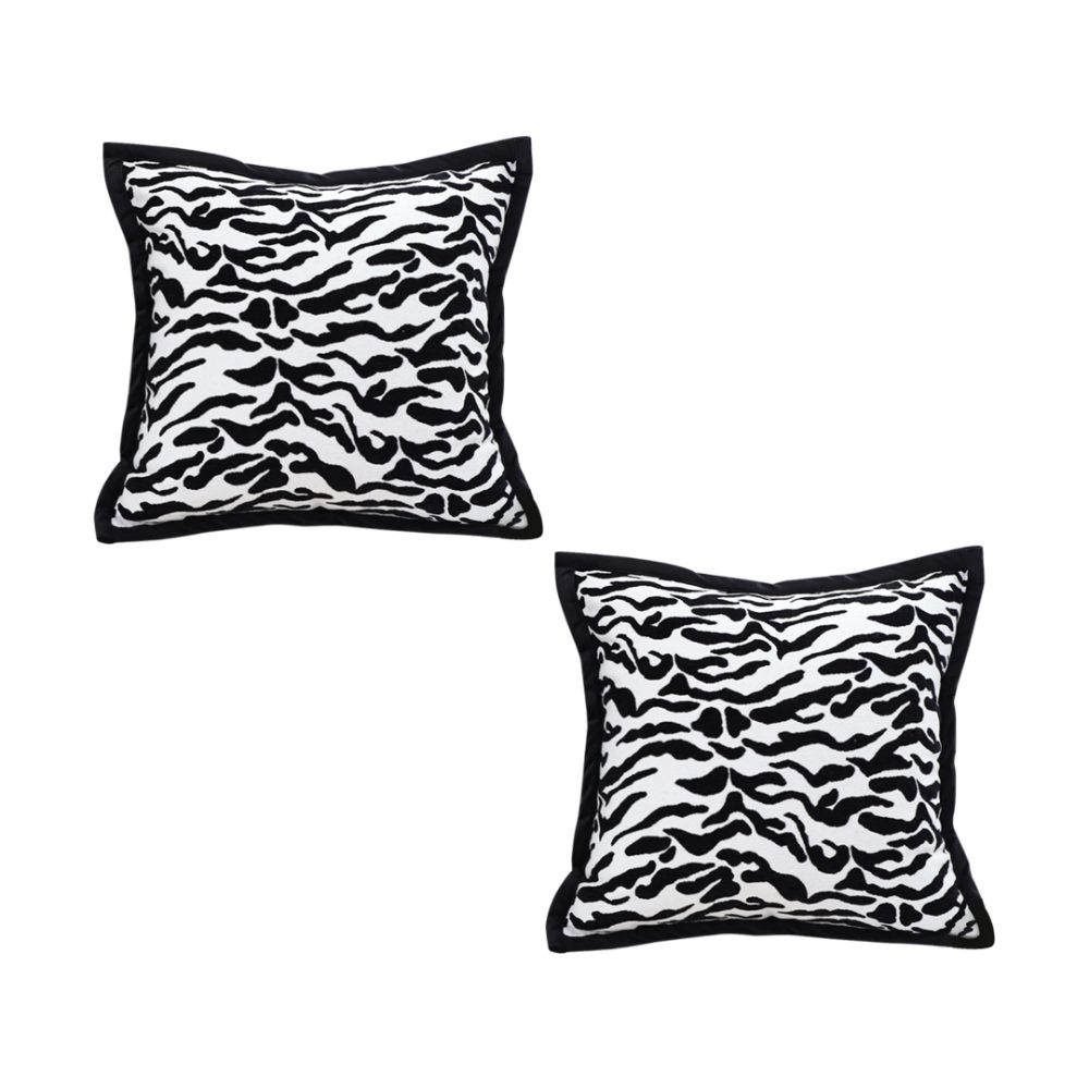 1-SOGA 2X 45cm Black and White Luxury Cushion Light Mottled Texture Decorative Square Pillow Living Room