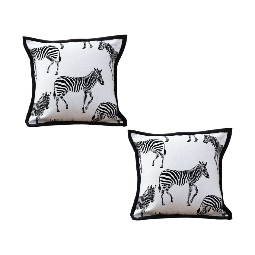 1-SOGA 2X 45cm Black and White Light  Luxury Zebra Cushion Decorative Square Pillow Living Room