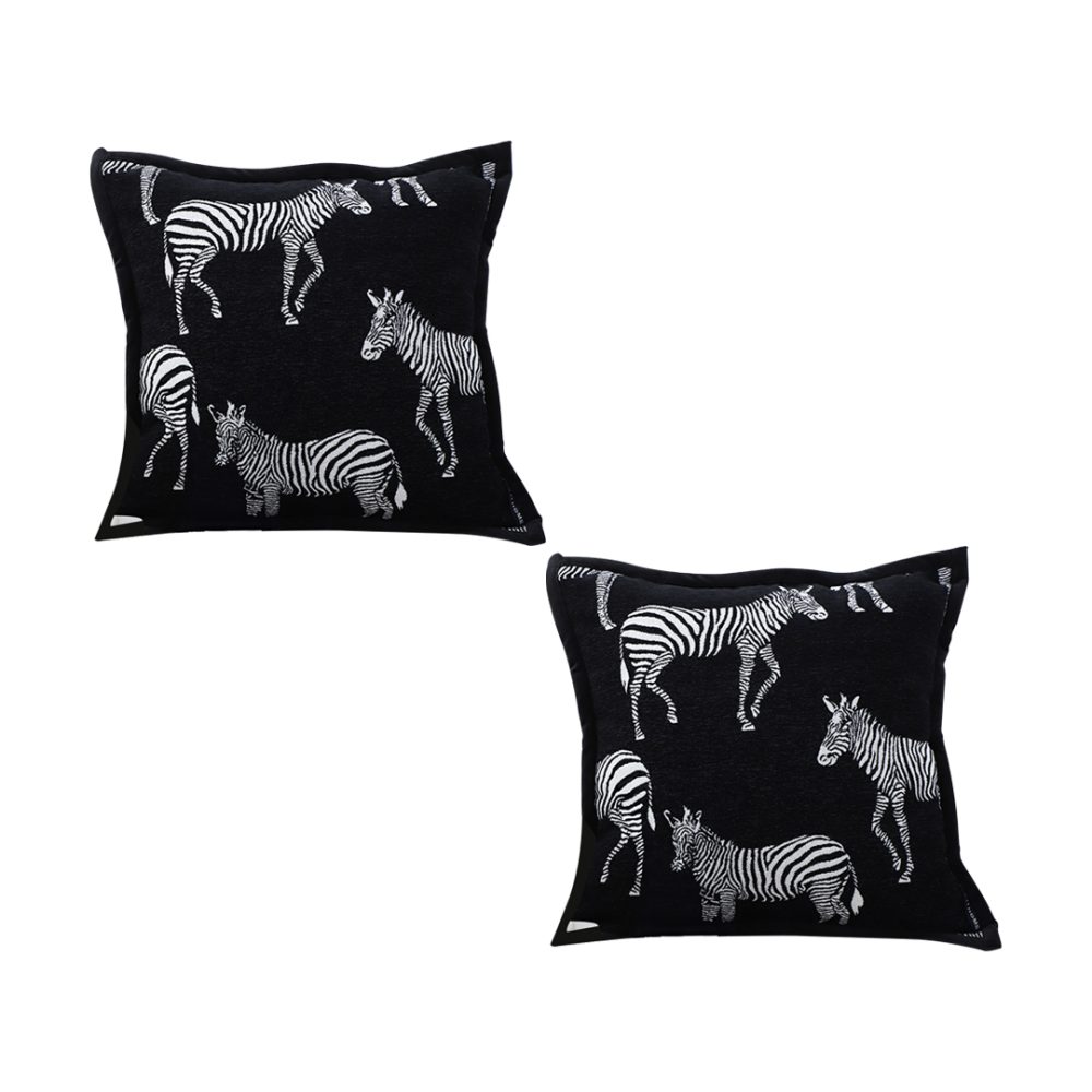 1-SOGA 2X 45cm Black Light Luxury Zebra Cushion Decorative Square Pillow Living Room Home Decor