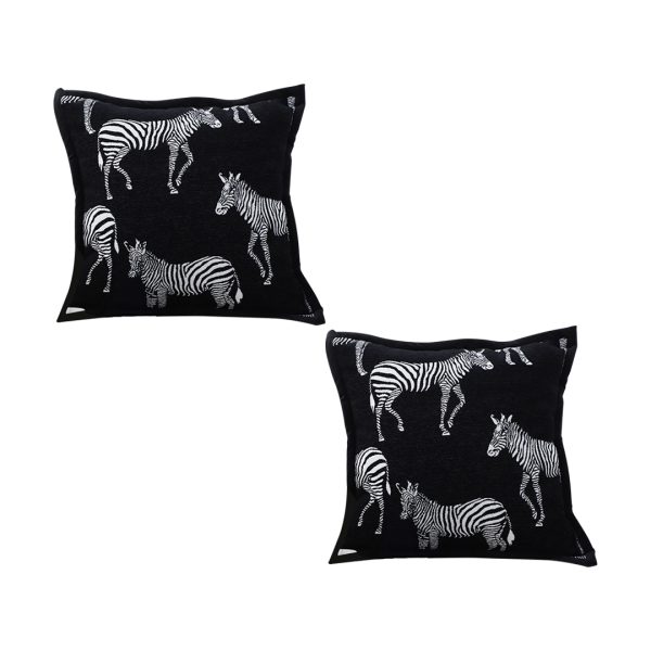 1-SOGA 2X 45cm Black Light Luxury Zebra Cushion Decorative Square Pillow Living Room Home Decor