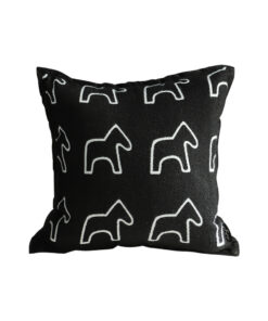 1-SOGA 45cm Throw Pillow Black Teddy Fleece Square Pony Design Decorative Cushion for Living Room