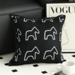 2-SOGA 2X 45cm Throw Pillow Black Teddy Fleece Square Pony Design Decorative Cushion for Living Room