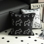 3-SOGA 2X 45cm Throw Pillow Black Teddy Fleece Square Pony Design Decorative Cushion for Living Room