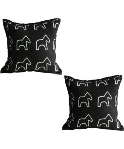 1-SOGA 2X 45cm Throw Pillow Black Teddy Fleece Square Pony Design Decorative Cushion for Living Room
