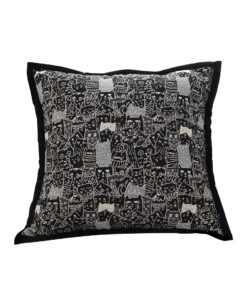1-SOGA 45cm Throw Pillow Black Cat Paradise Wide Border Decorative Cushion for Living Room
