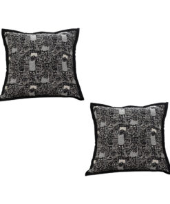 1-SOGA 2X 45cm Throw Pillow Black Cat Paradise Wide Border Decorative Cushion for Living Room