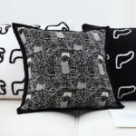 5-SOGA 2X 45cm Throw Pillow Black Cat Paradise Wide Border Decorative Cushion for Living Room