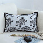 2-SOGA 30cm Throw Pillow White & Black Leopard Light Luxury Lumbar Decorative Cushion for Living Room