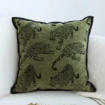 2-SOGA 40cm Throw Pillow Green Leopard Square Retro Decorative Cushion for Living Room