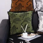 3-SOGA 40cm Throw Pillow Green Leopard Square Retro Decorative Cushion for Living Room