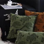 4-SOGA 40cm Throw Pillow Green Leopard Square Retro Decorative Cushion for Living Room