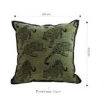 5-SOGA 40cm Throw Pillow Green Leopard Square Retro Decorative Cushion for Living Room