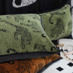 7-SOGA 40cm Throw Pillow Green Leopard Square Retro Decorative Cushion for Living Room