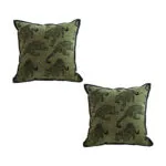 1-SOGA 2X 40cm Throw Pillow Green Leopard Square Retro Decorative Cushion for Living Room
