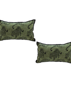 1-SOGA 2X 30cm Throw Pillow Green Leopard Lumbar Decorative Cushion for Living Room Home Decor