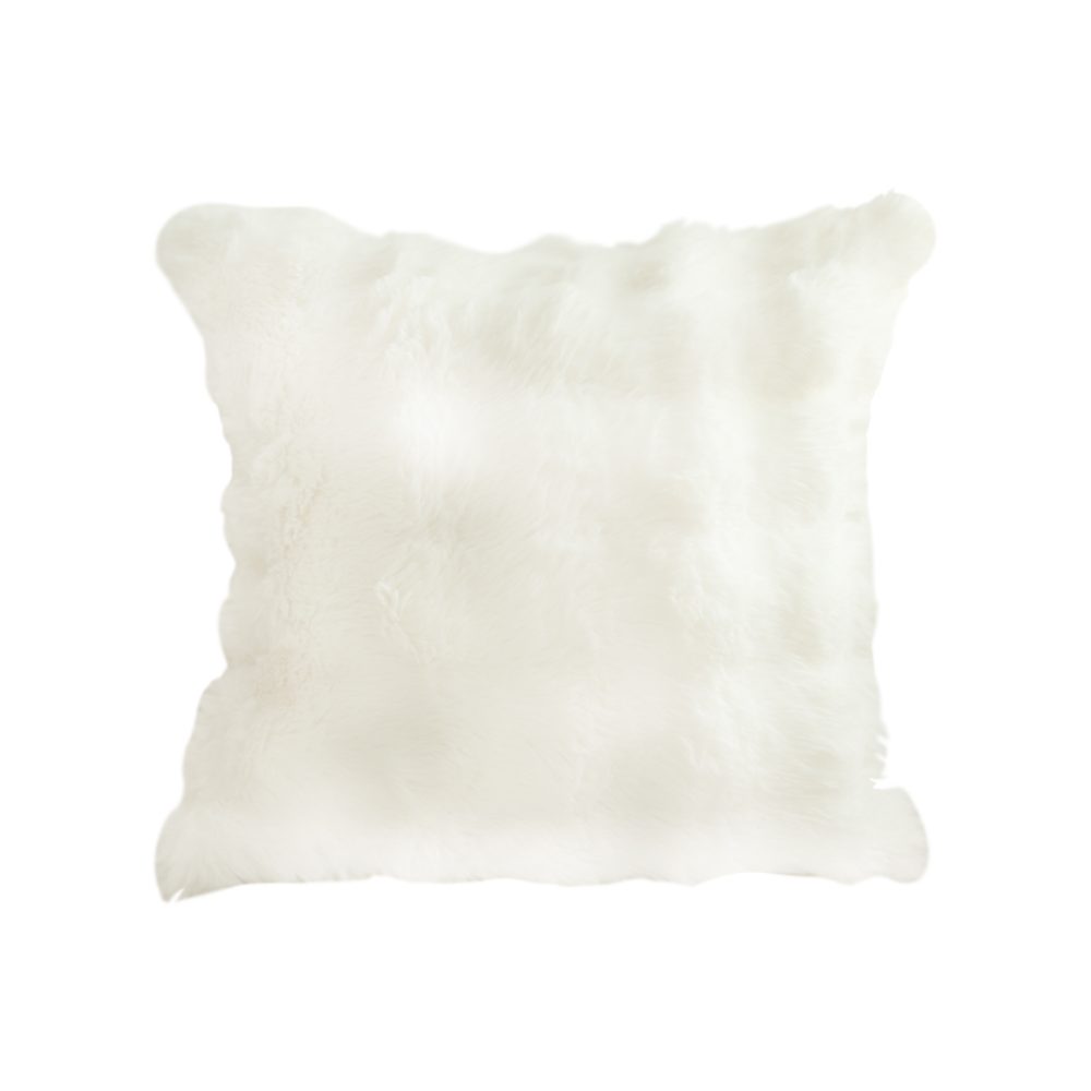 1-SOGA 50cm Throw Pillow White Rabbit Fur Cushion Luxurious Soft Decorative Square Pillow for Living Room