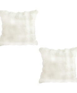 1-SOGA 2X 50cm Throw Pillow White Rabbit Fur Cushion Luxurious Soft Decorative Square Pillow for Living Room
