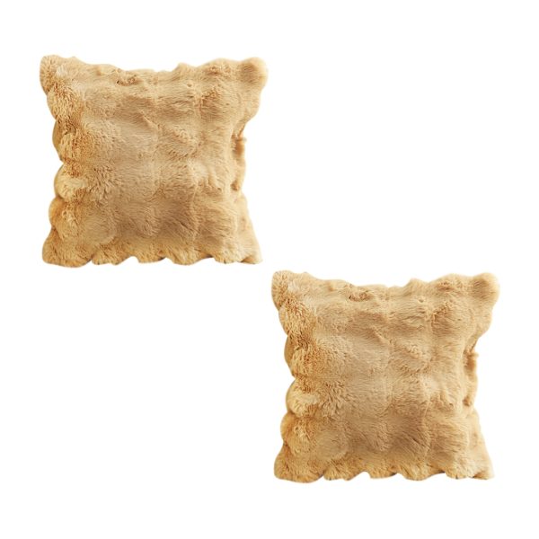 1-SOGA 2X 50cm Throw Pillow Coffee with Rabbit  Square Cushion for Living Room Home Decor