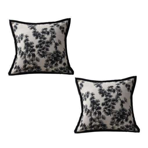 1-SOGA 2X 45cm Throw Pillow Black and White Wide Border Square Pillow Stylish Decorative Cushion Living Room