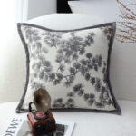 2-SOGA 45cm Throw Pillow Off White Wide Border with Branch and Pine Needle Design Pattern Home Decor