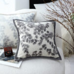 4-SOGA 45cm Throw Pillow Off White Wide Border with Branch and Pine Needle Design Pattern Home Decor