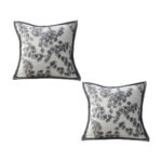 1-SOGA 2X 45cm Throw Pillow Off White Wide Border with Branch and Pine Needle Design Pattern Home Decor