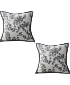 1-SOGA 2X 45cm Throw Pillow Off White Wide Border with Branch and Pine Needle Design Pattern Home Decor