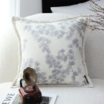 2-SOGA 2X 45cm Throw Pillow Cream White Wide Border with Branch and Pine Needle Design Pattern Home Decor