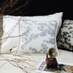 6-SOGA 2X 45cm Throw Pillow Cream White Wide Border with Branch and Pine Needle Design Pattern Home Decor