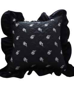 1-SOGA 45cm Throw Pillow Black Ruffled Square Decorative Cushion for Rose Lovers Cozy Home Decor