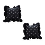 1-SOGA 2X 45cm Throw Pillow Black Ruffled Square Decorative Cushion for Rose Lovers Cozy Home Decor
