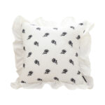 1-SOGA 45CM Throw Pillow Black Ruffled Square Decorative Cushion for Rose Lovers Cozy Home Decor