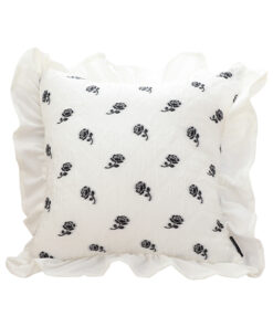 1-SOGA 45CM Throw Pillow Black Ruffled Square Decorative Cushion for Rose Lovers Cozy Home Decor