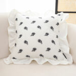 2-SOGA 2X 45cm Throw Pillow  White Ruffled Square Decorative Cushion for Rose Lovers Cozy Home Decor