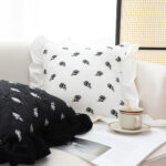 3-SOGA 2X 45cm Throw Pillow  White Ruffled Square Decorative Cushion for Rose Lovers Cozy Home Decor