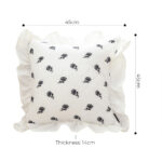 5-SOGA 2X 45cm Throw Pillow  White Ruffled Square Decorative Cushion for Rose Lovers Cozy Home Decor