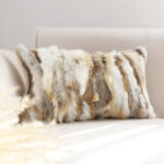 2-SOGA 30cm Throw Pillow Coffee Rabbit Fur Lumbar Warm Cozy Decorative Cushion Home Decor