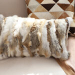 4-SOGA 30cm Throw Pillow Coffee Rabbit Fur Lumbar Warm Cozy Decorative Cushion Home Decor