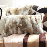 6-SOGA 30cm Throw Pillow Coffee Rabbit Fur Lumbar Warm Cozy Decorative Cushion Home Decor