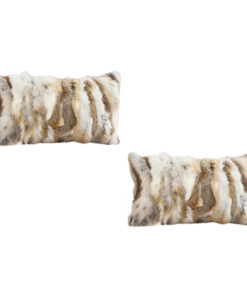 1-SOGA 2X 30cm Throw Pillow Coffee Rabbit Fur Lumbar Warm Cozy Decorative Cushion Home Decor