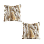 1-SOGA 2X 45cm Throw Pillow Coffee Rabbit Fur Square Warm Cozy Decorative Cushion Home Decor