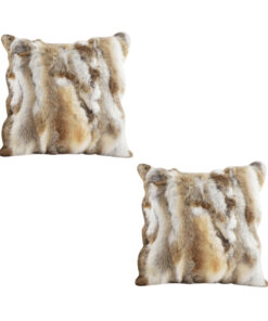 1-SOGA 2X 45cm Throw Pillow Coffee Rabbit Fur Square Warm Cozy Decorative Cushion Home Decor